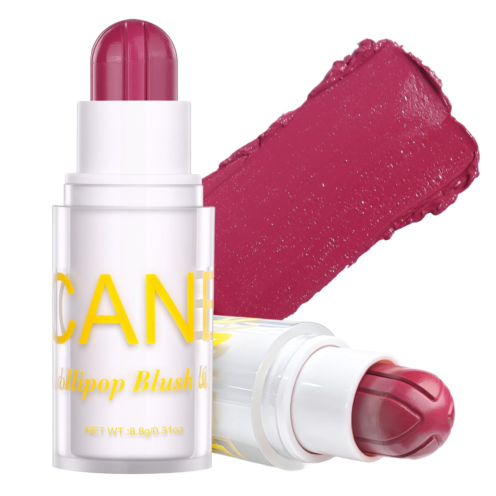 UCANBE Mauve Plum Cream Blush Stick for Cheeks, Duo-Tone Buildable Blush Makeup, Hydrating Lightweight Face Blush with Vitamin E, Natural Dewy Finish, Long-Wearing, Water-Resistant 05 Plum Jam