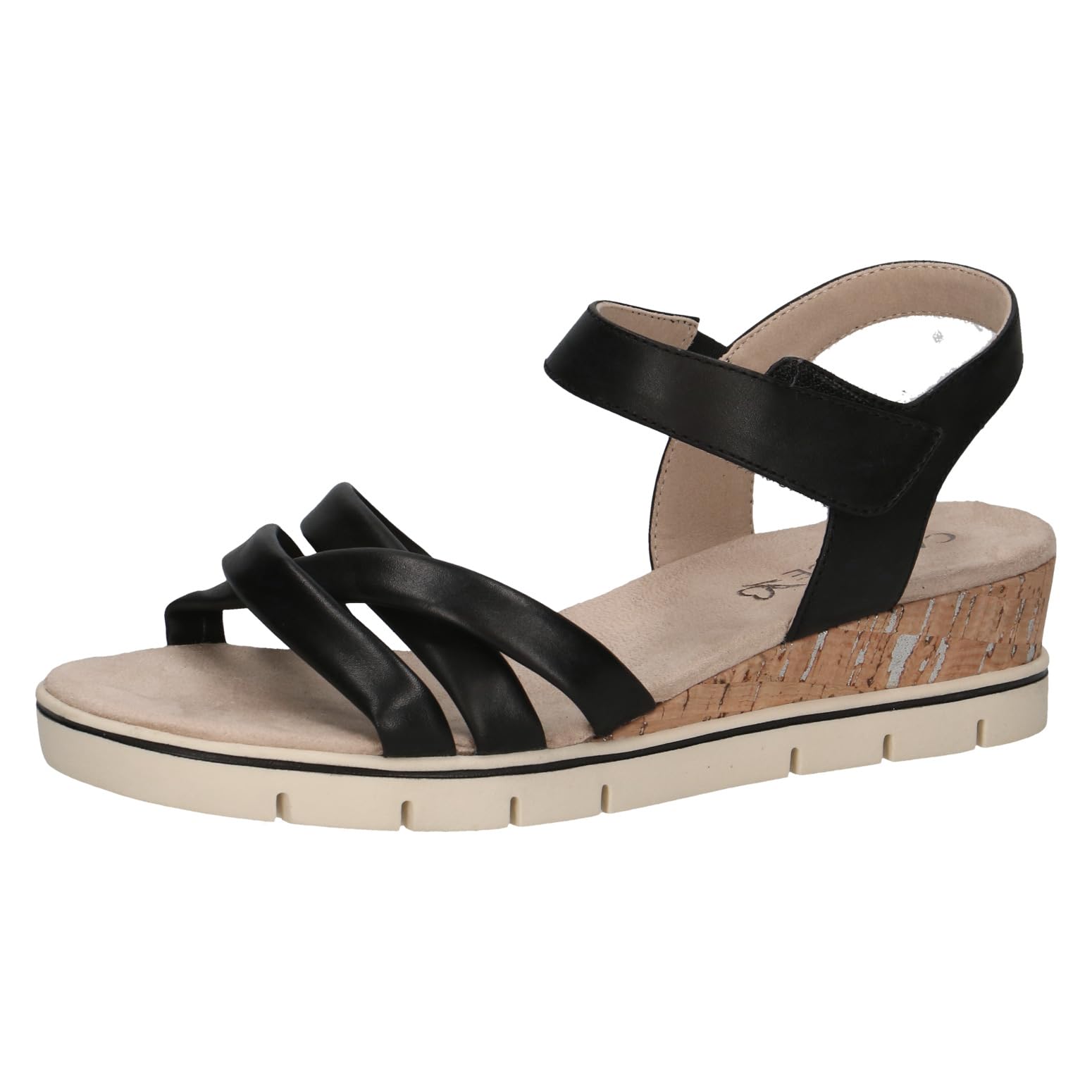 CAPRICE Women Sandals Heeled Leather with Footbed, Black (Black Nappa), 6.5 UK