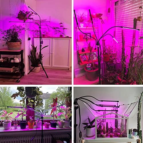 Grow Light 80W,LED Grow Light with Stand for Indoor Plants, Plant Light with Timer, 80 LEDs 4 Head Full Spectrum LED Grow Light with Remote Control for Seedling Veg Flower Growing