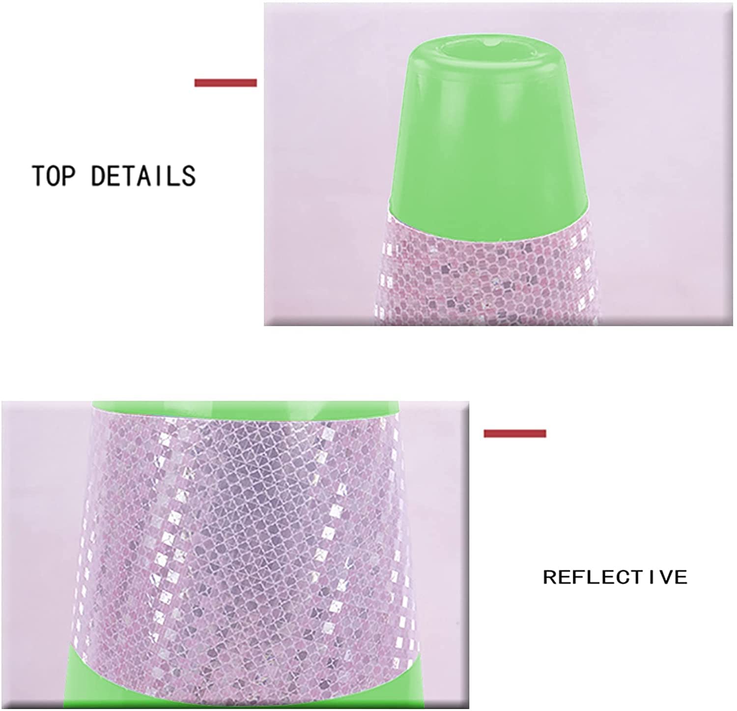 Cônes de sécurité portatifs en PVC Durable avec 2 Bandes réfléchissantes. Cônes lestés pour la signalisation routière et la Conduite (4 Paquets Verts) (2 Paquets Verts)
