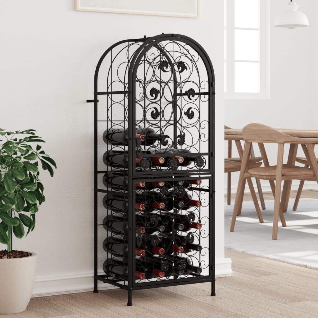 Support colonne de rangement pour cave en métal noir élégant et durable