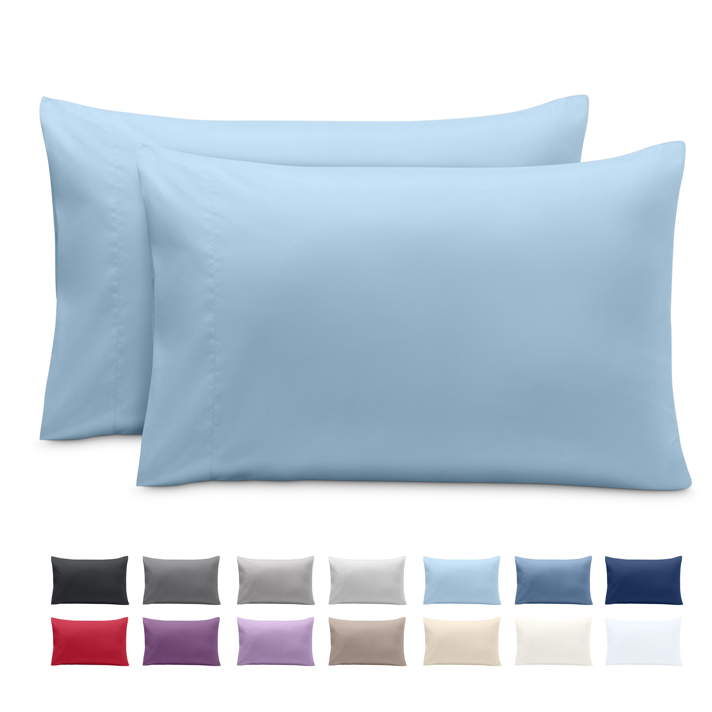 Bare Home Pillowcases Envelope (King 20"x36" Set of 2, Light Blue) — image 1