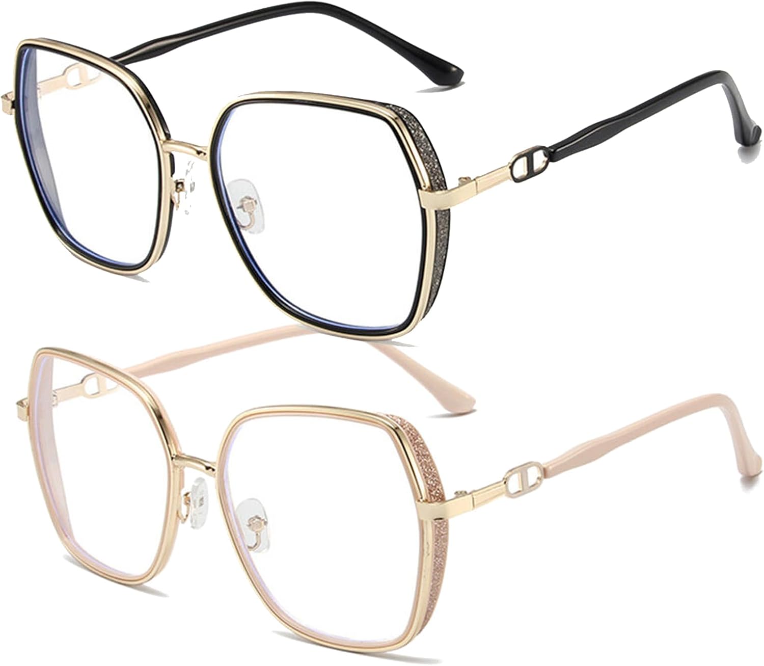 Large Blue Light Blocking Glasses for Women Men, Stylish Metal Retr Anti-UV Anti-fatigue Anti-Blue Eye Glasses