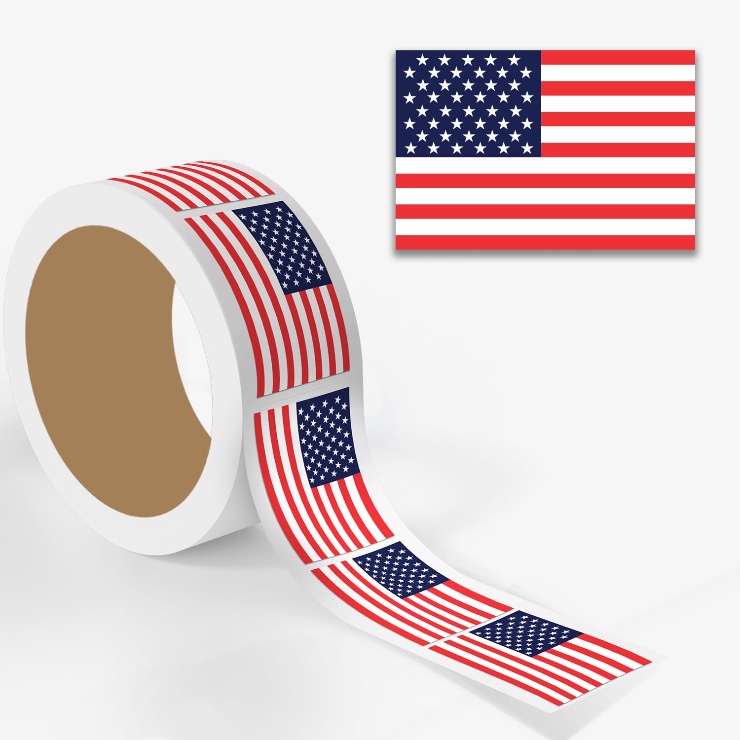 StickerJet American Flag Stickers – 2"x3" Rectangle Labels, 500 Stickers Roll – Easy Peel &amp; Stick, Premium Paper – Self-Adhesive for Crafts, Decorations, Packaging – Made in USA