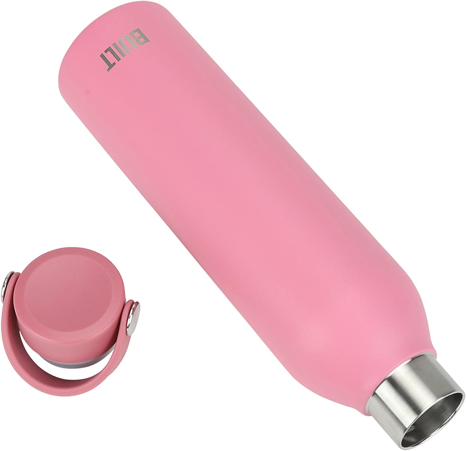 BUILT 24oz Cascade Double Wall Vacuum Insulated Stainless Steel Bottle with Twist Lid with Handle, Pink