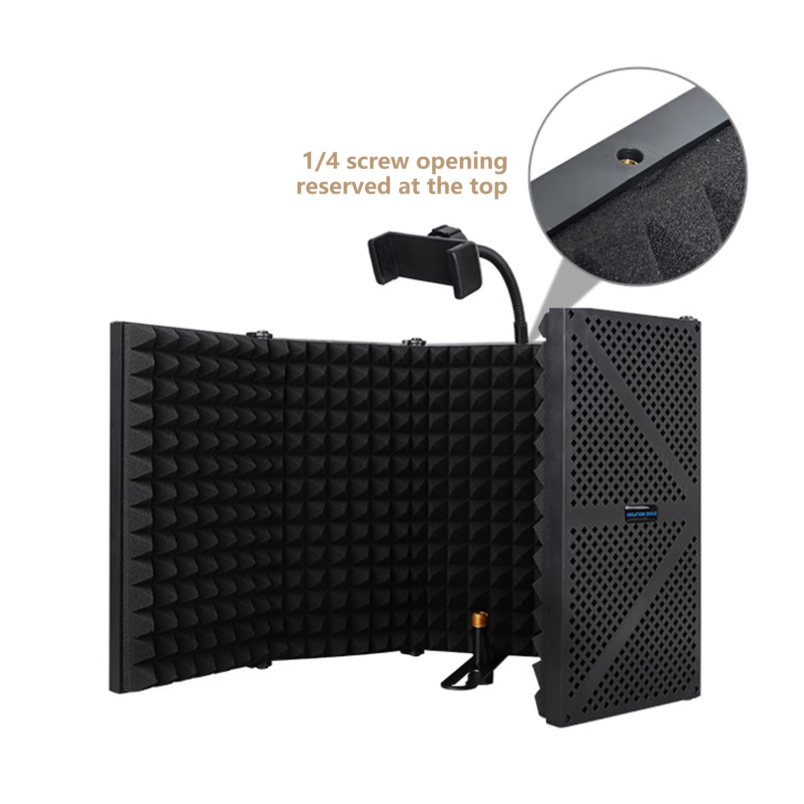 Greabuy Escudo de aislamiento de micrófono, reflector de sonido plegable para estudio y ruido doméstico