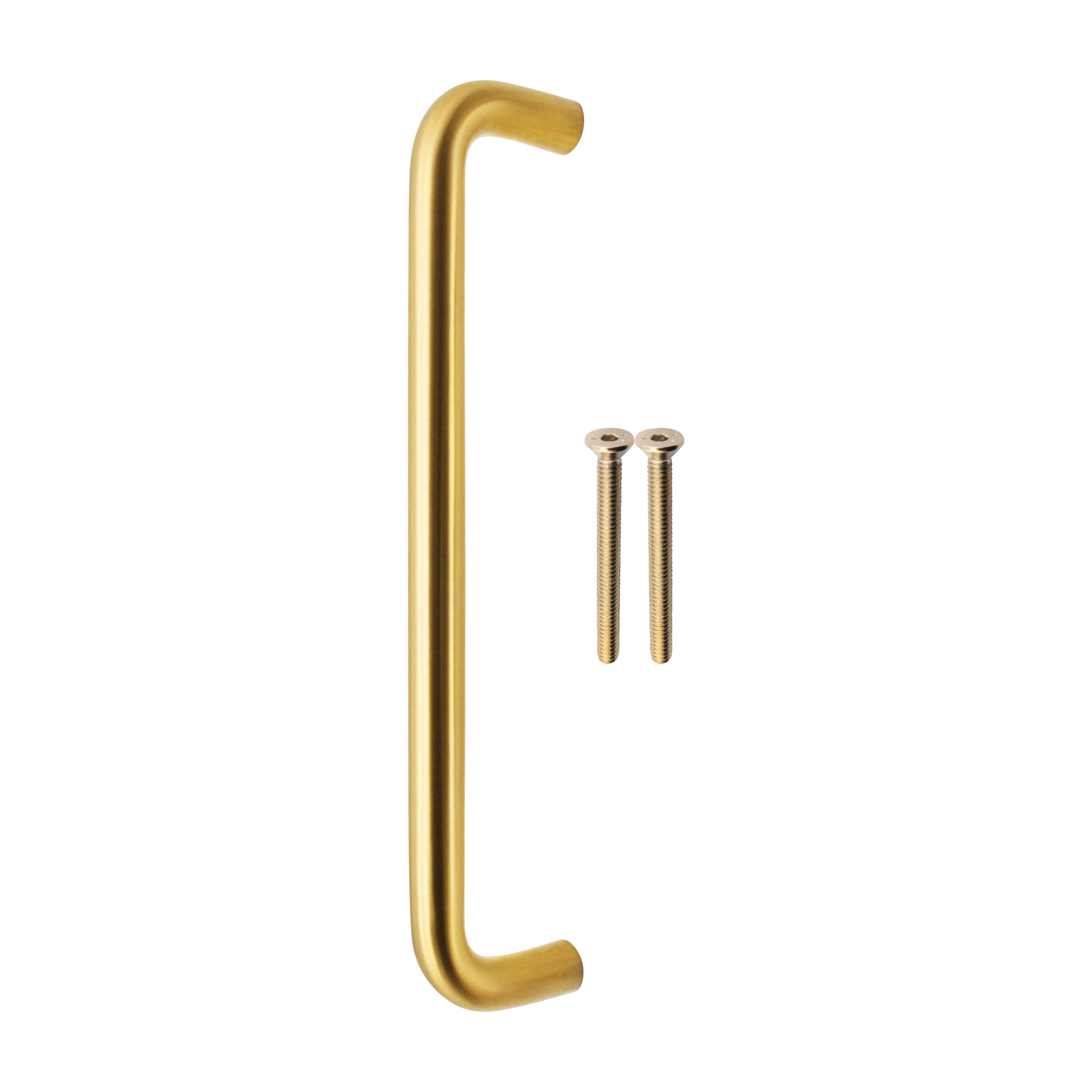 EAI Brass Door Pull Handle, 300 x 19mm Commerical Door Pull D Handle Satin Brass for Schools, Offices, Shops & More