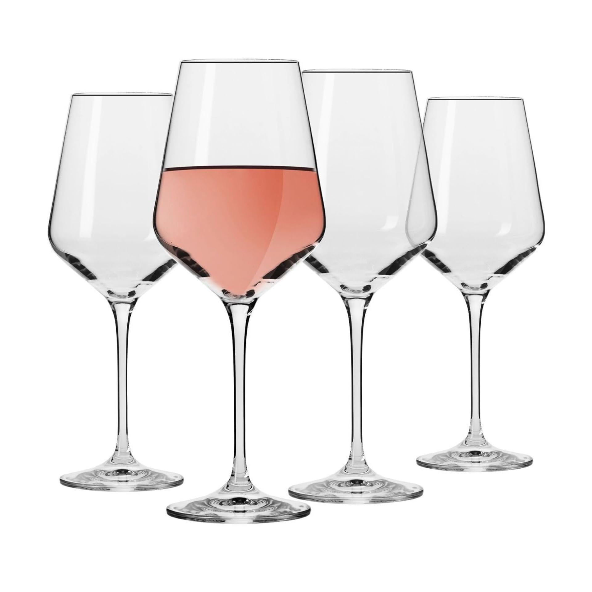Krosno Large White Wine Glass | Set of 4 | 390 ml | Avant-Garde Collection | Perfect for Home, Restaurants and Parties | Dishwasher Safe | Lead-Free Crystal Glass