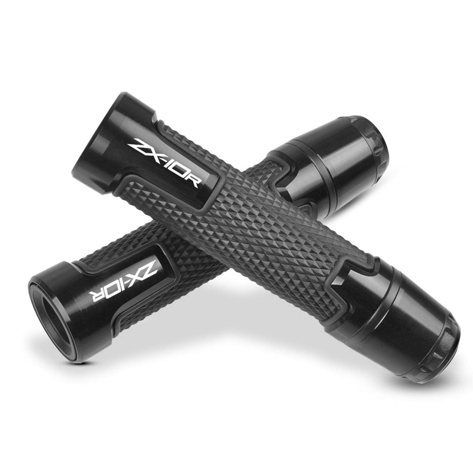 7/8'' 22mm Motorcycle CNC Aluminum Powersports Handlebar Grips with Grip Ends for ZX-10R ZX10R SE Performance KRT for ZX-10RR ZX10RR Performance Black