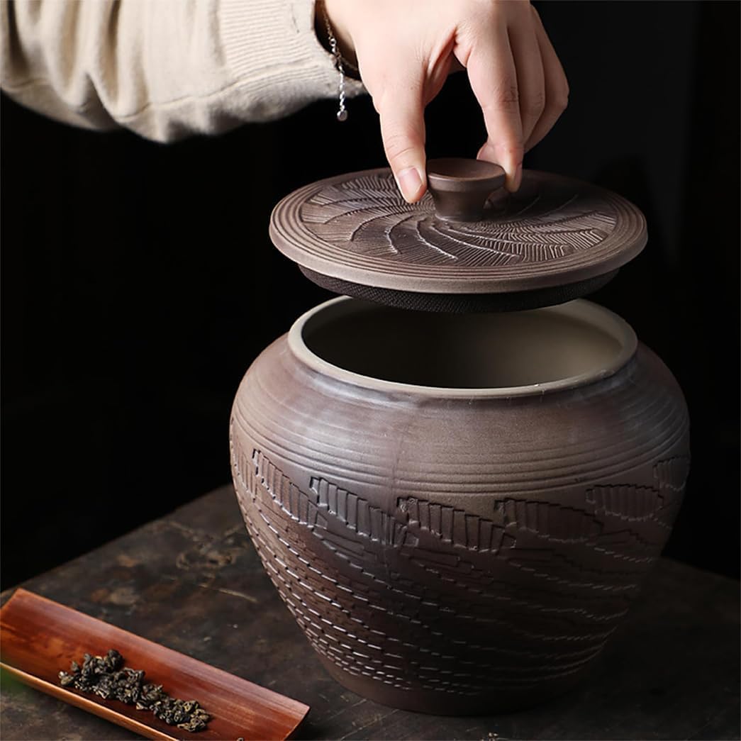 Słoiki z herbatą Chińska tradycja ceramiczny pojemnik na herbatę z pokrywką, wytłoczona tekstura słoiki do przechowywania herbaty puszki na herbatę puszka do kuchni herbata kawa do zestawu B
