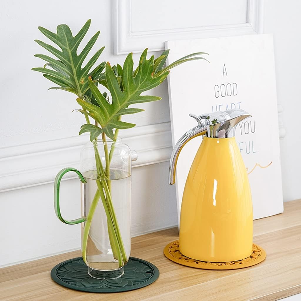 Round Heat Insulation Pad Hollow Floral Silicone Anti-scalding Pot and Bowl Mat Set of 4