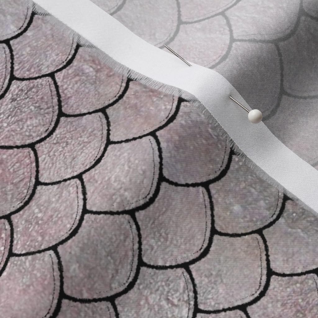 Spoonflower Fabric - Salmon Skin Fish Gray Scales Mermaid Silver Printed on Organic Cotton Sateen Fabric by The Yard - Sewing Quilting Apparel Home Decor