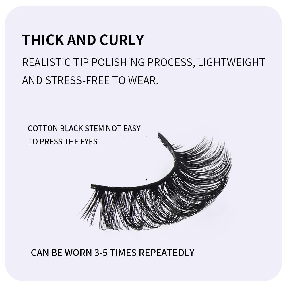 AKARA Ciglia Finte Naturali 7 Paia Russian Volume Ciglia Finte Russian Strip Ciglia Finte False Eyelashes Visone Artificiale Ciglia(Russian-R04)