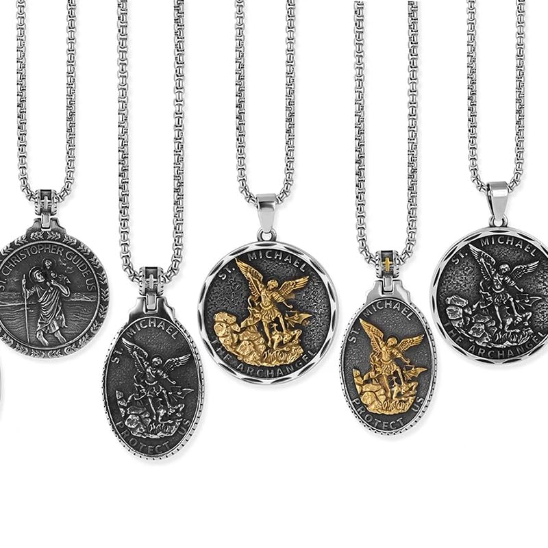 Collier Saint Michael en argent 925 LXGGUC pendentif médaillon de protection chrétienne - 5