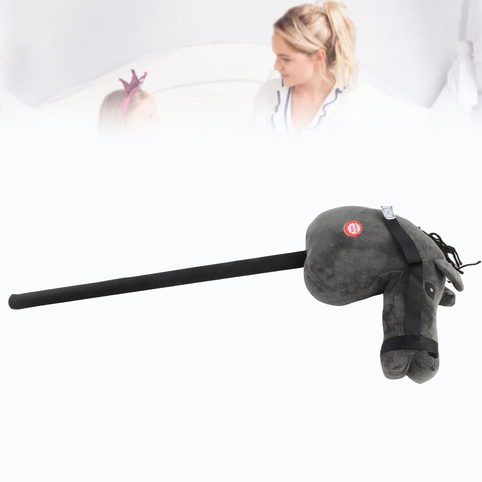 Hidyliu Peluche Bastone da Cavallo Giocattolo Morbido e Confortevole Testa di Cavallo con Funzione Sonora per Bambini Gioco Interattivo 70 Cm (Nera)