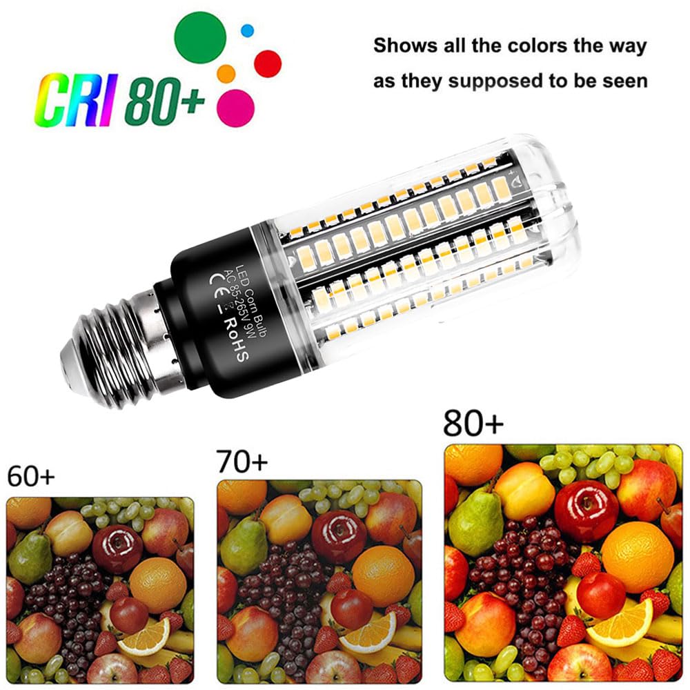 E26/E27 LED-Leuchtmittel, Maisglühbirne mit hoher Helligkeit, 9 Watt, 900 Lumen, 360° Abstrahlwinkel, 3000 K 6000 K AC 85 V ~ 265 V (10er-Pack)