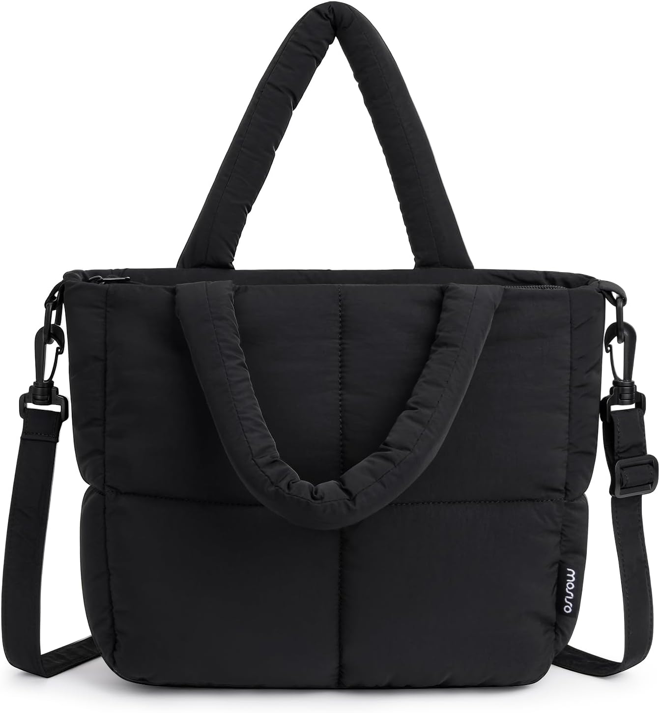 MOSISO Puffy Crossbody Bags for Women, Stylish Trendy Purses Small Black Handbag Shoulder Bags, Mini Tote Bag Shoulder Purse Saddle Bag with Zipper Closure & Shoulder Strap & Pockets, Black