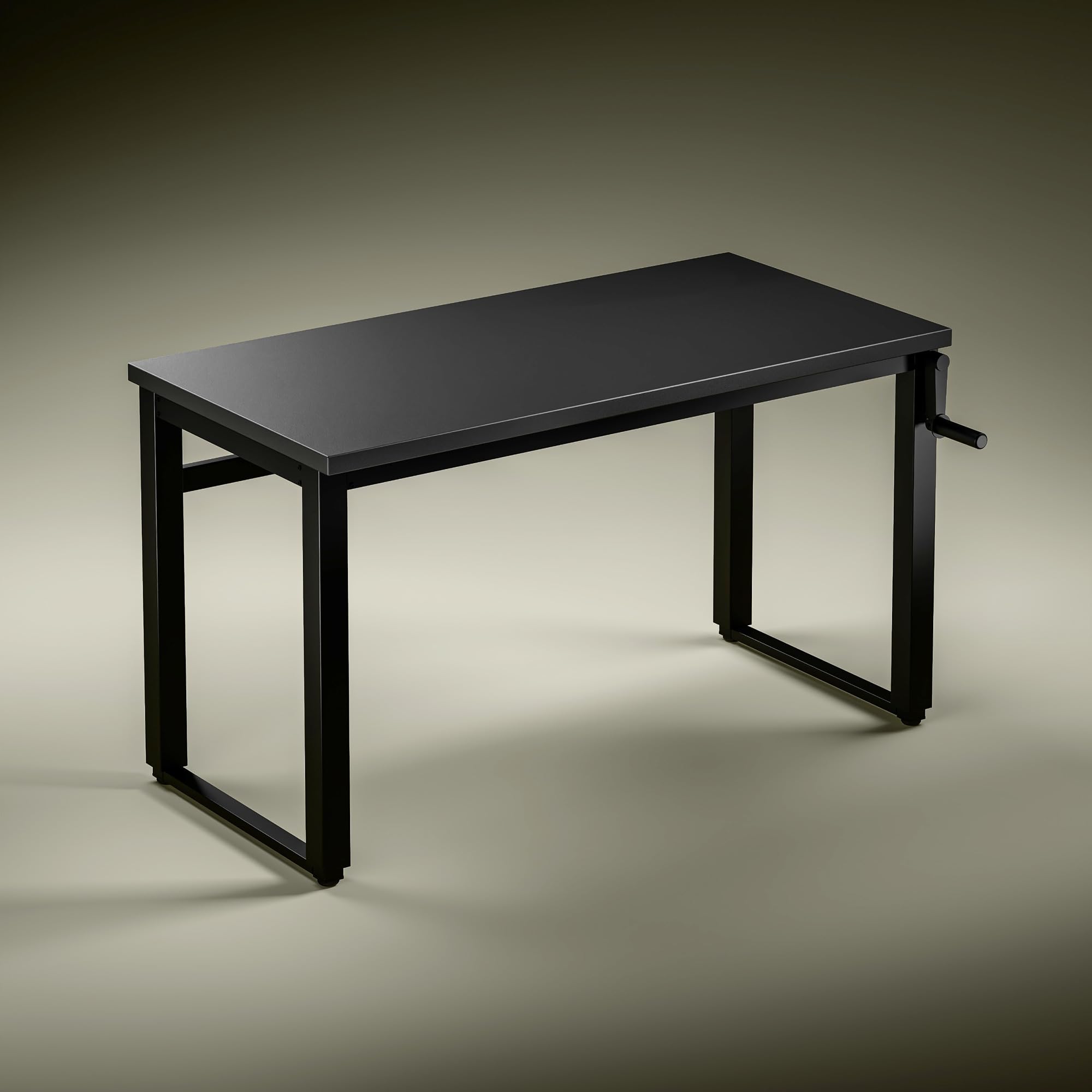 Green Soul Rise Manual Height Adjustable Table | Engineered Wood | 25mm Thick One Piece Table Top | 80 KG Load Capacity (Black)