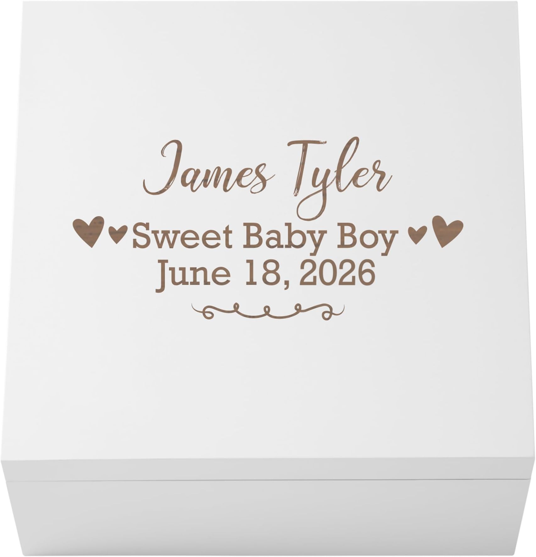 Let's Make Memories Personalized Keepsake Box for Newborn - Memento Storage - Memories Box - Baby Shower - Nursery Decor - 6" Hx12 Sq - Baby Love