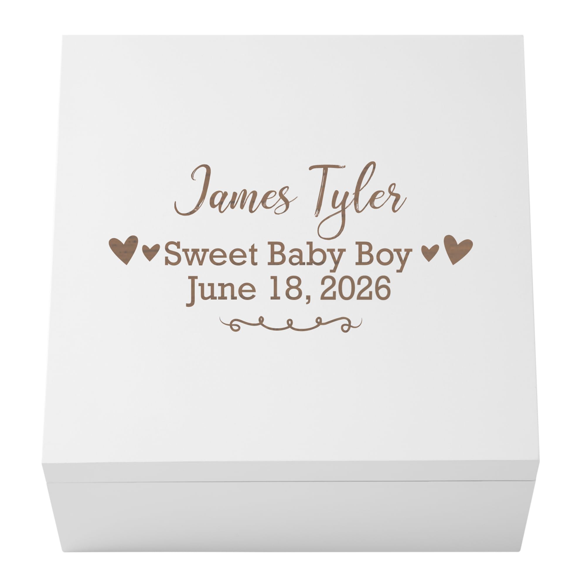 Let's Make Memories Personalized Keepsake Box for Newborn - Memento Storage - Memories Box - Baby Shower - Nursery Decor - 6" Hx12 Sq - Baby Love