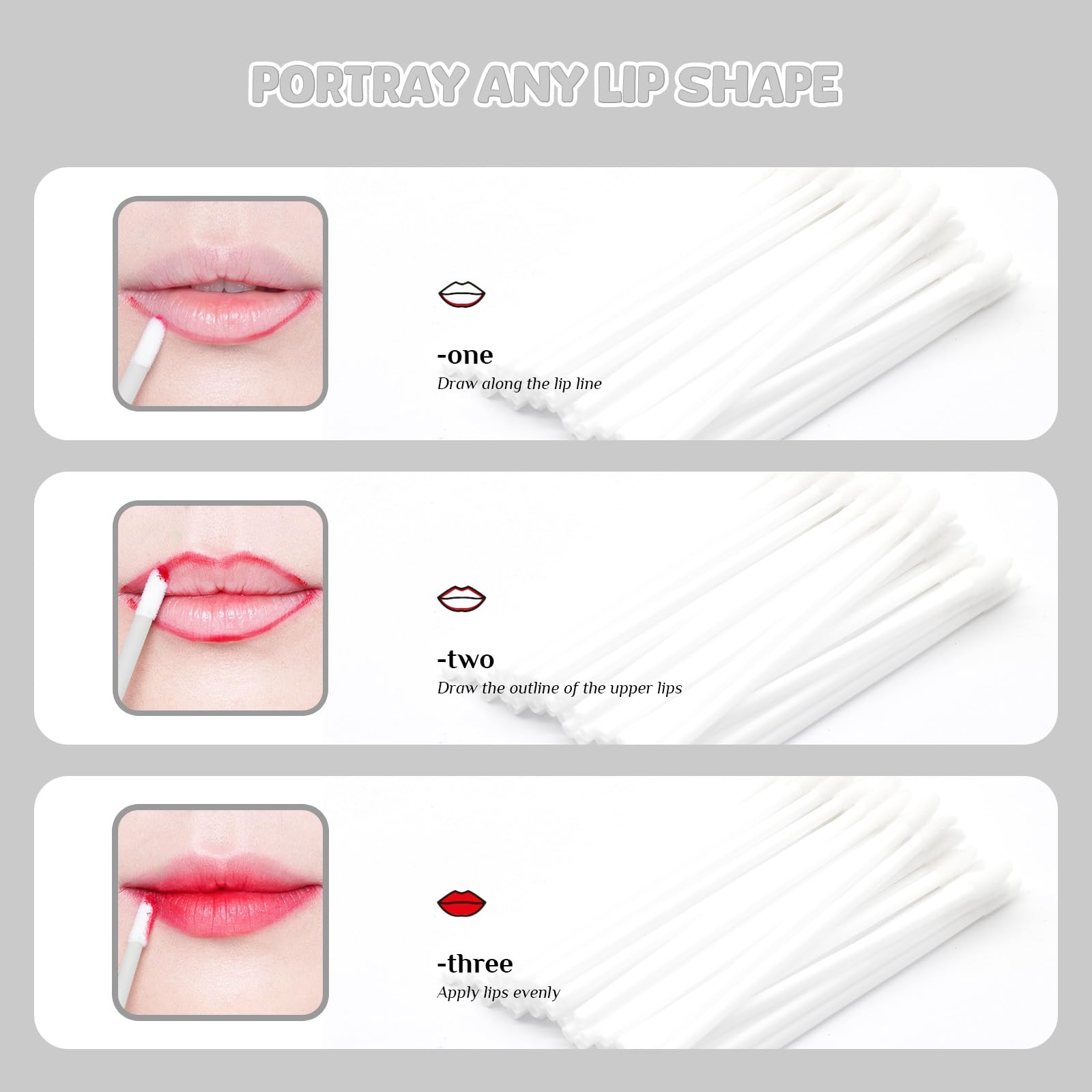 Desechables Brochas para labios Varitas,200 Piezas aplicador de lápiz labial,pinceles de labios correctores de brillo labial, herramientas de maquillaje para labios y ojos (Blanco)
