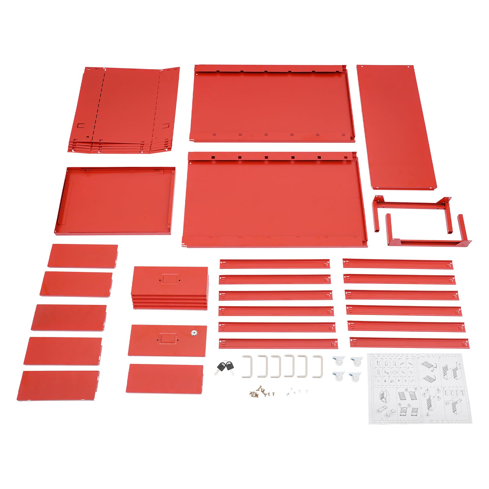 Armadietto mobile verticale a 6 livelli, armadietto portaoggetti per casa e ufficio, con cassetti in metallo, contenitore con ruote, richiudibile, 28 x 41 x 69 cm (rosso)