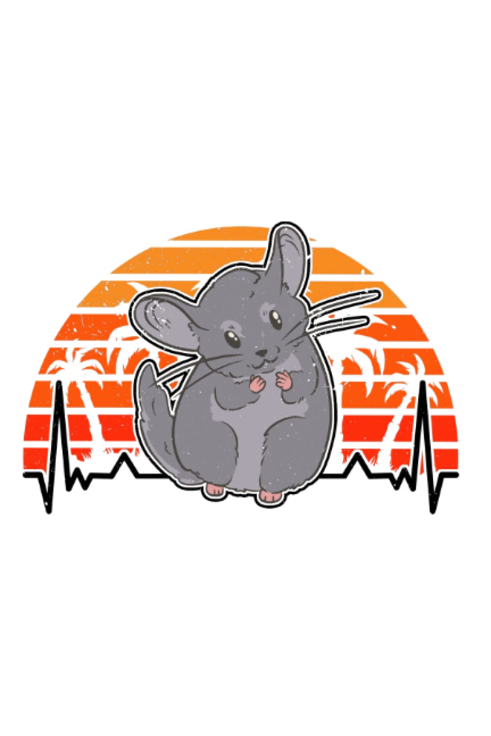 Chinchilla Notizbuch: Chinchilla Herzschlag Retro / 6x9 Zoll / 120 karierte Seiten