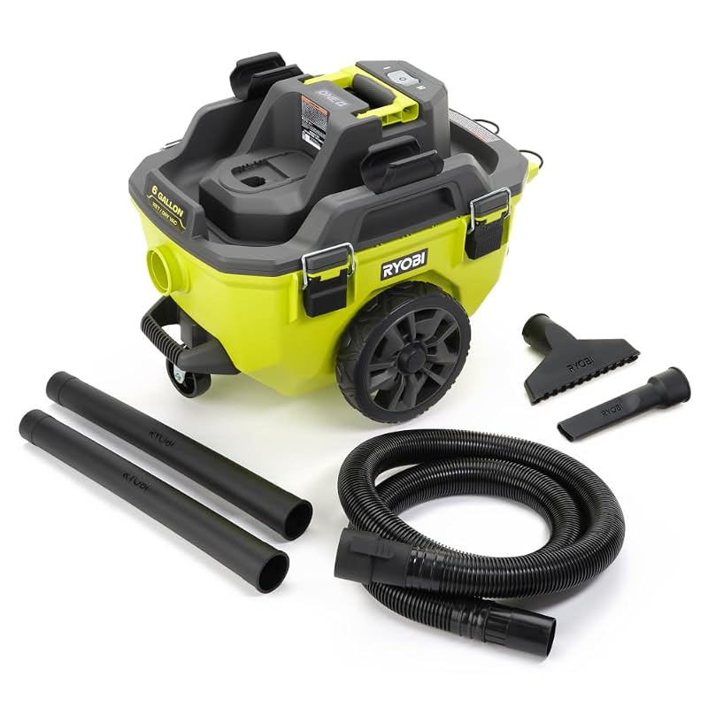 Aspirador de Pó e Líquidos RYOBI 18V ONE+ com Tanque de 22,7 L, Verde – Apenas Ferramenta