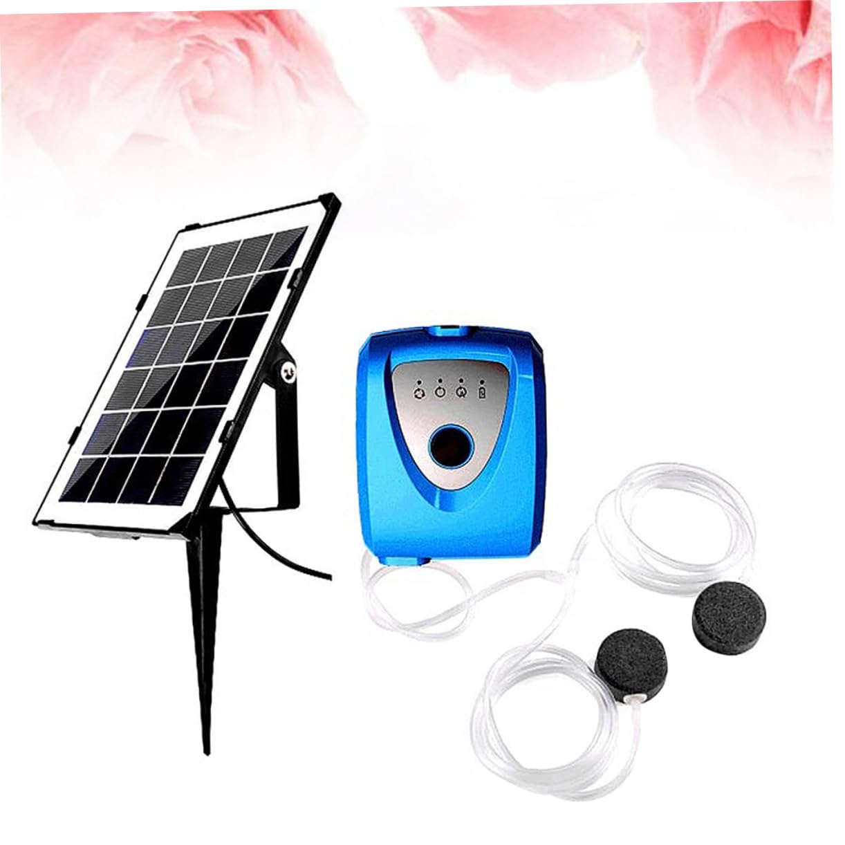 FOMIYES Bomba de Oxígeno para Pecera Doble Orificio Alimentada por Energía Solar para Acuario y Pesca al Aire Aireador de Pecera