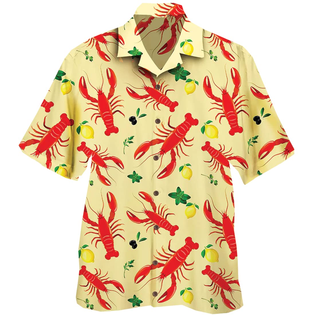JUZGTSIT Seafood Hawaiian Shirts for Men - Crawfish Button Mens Hawaiian Shirts Short Sleeve Collection 105