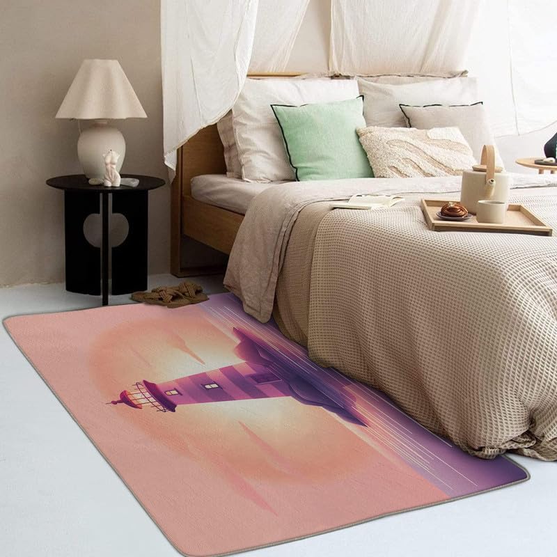 Miniatura 10 de Alfombras lavables para entrada, sala de estar, dormitorio, alfombra de faro y decoración del hogar, alfombra de área náutica de 2 x 3, Faro 03