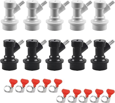 Ball Lock Cornelius Keg Disconnect LUCKEG Brand Corny Keg Quick Disconnect Corny Keg Post Keg Fittings Include Ball Lock Gas and liquid Disconnect 1/4 Barb for Homebrew with Worm Clamps 5pairs