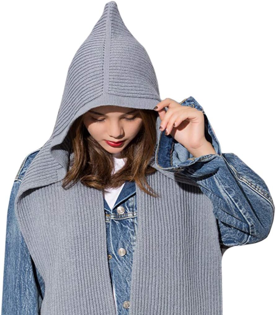 Unisex Winter Bomber Hats Knit Hooded Scarf Wrap Cap Hoodie Scarves Shawl Crochet Hat