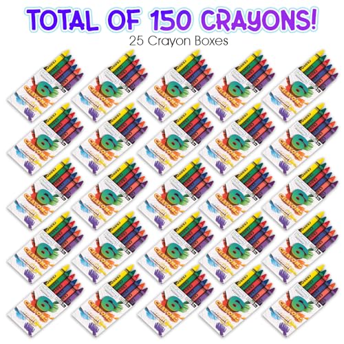 image for ArtCreativity Bulk Crayon Packs, 25 Sets of 6 Packs Total 150 Crayons 