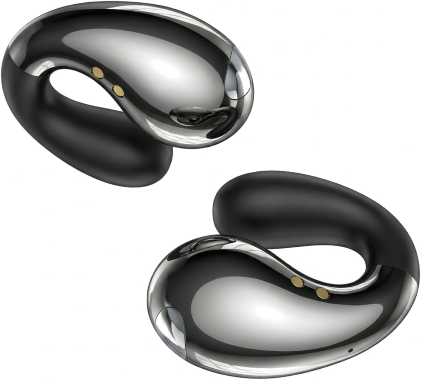 Boytond Auricolari ultra aperti, ergonomici a clip, cuffie over-the-ear a conduzione ossea piccola con design impermeabile, perfette per la corsa per sport e fitness, nero lucido