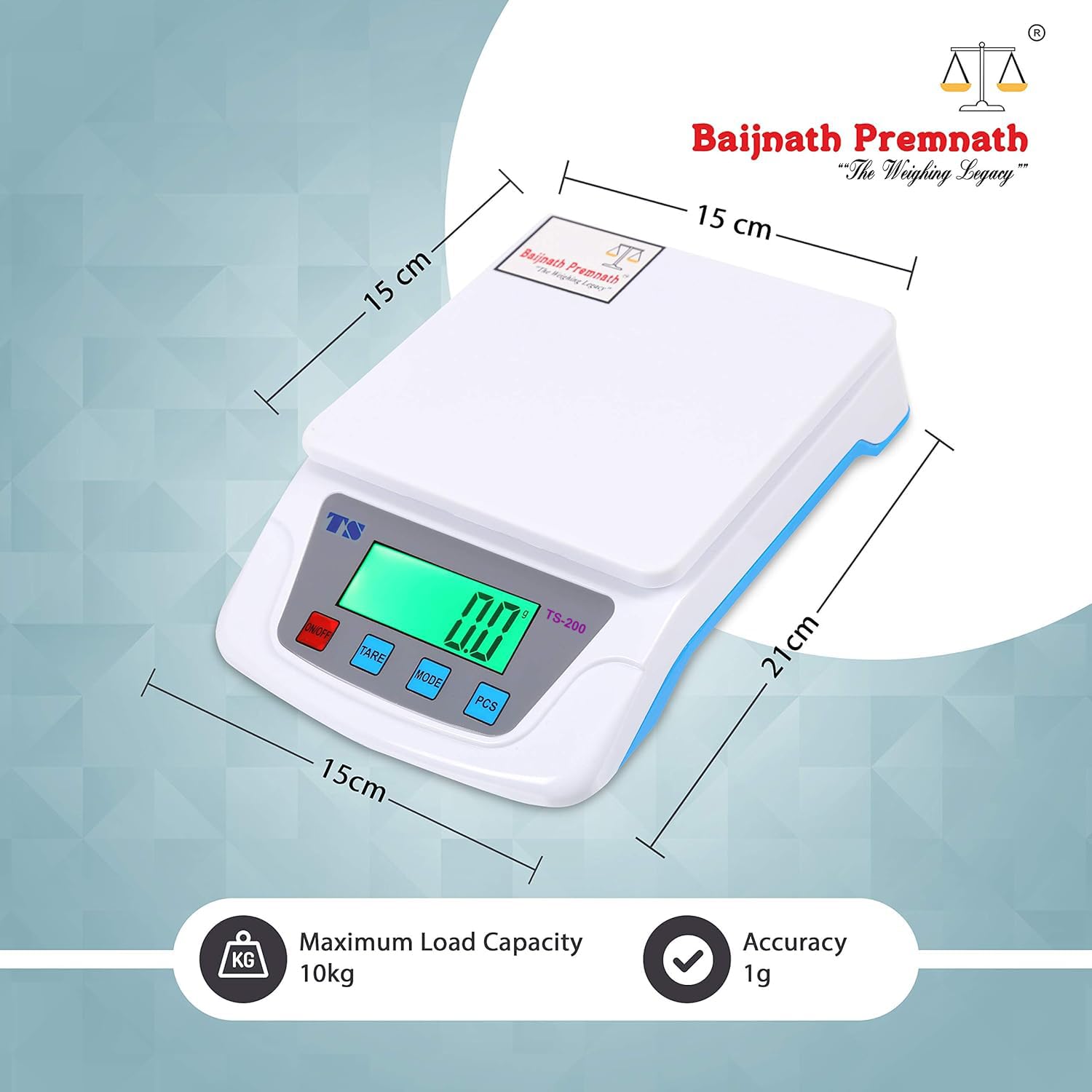 Baijnath Premnath Digital 10kg x 1g small size Premium Scale Balance Multi-purpose weight measuring machine with Adapter Weighing Scale for laboratories research purpose - Image 2 thumbnail