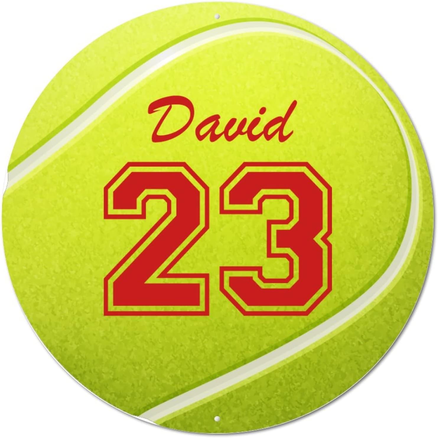 Round Metal Tin Sign Plaque Custom Name Numbers Tennis Ball Weathered Door Pub Sign Plaque Vintage Circle Wreath Sign Metal Poster for Indoor Backyard Garage Christmas Xmas Decor 12 Inch
