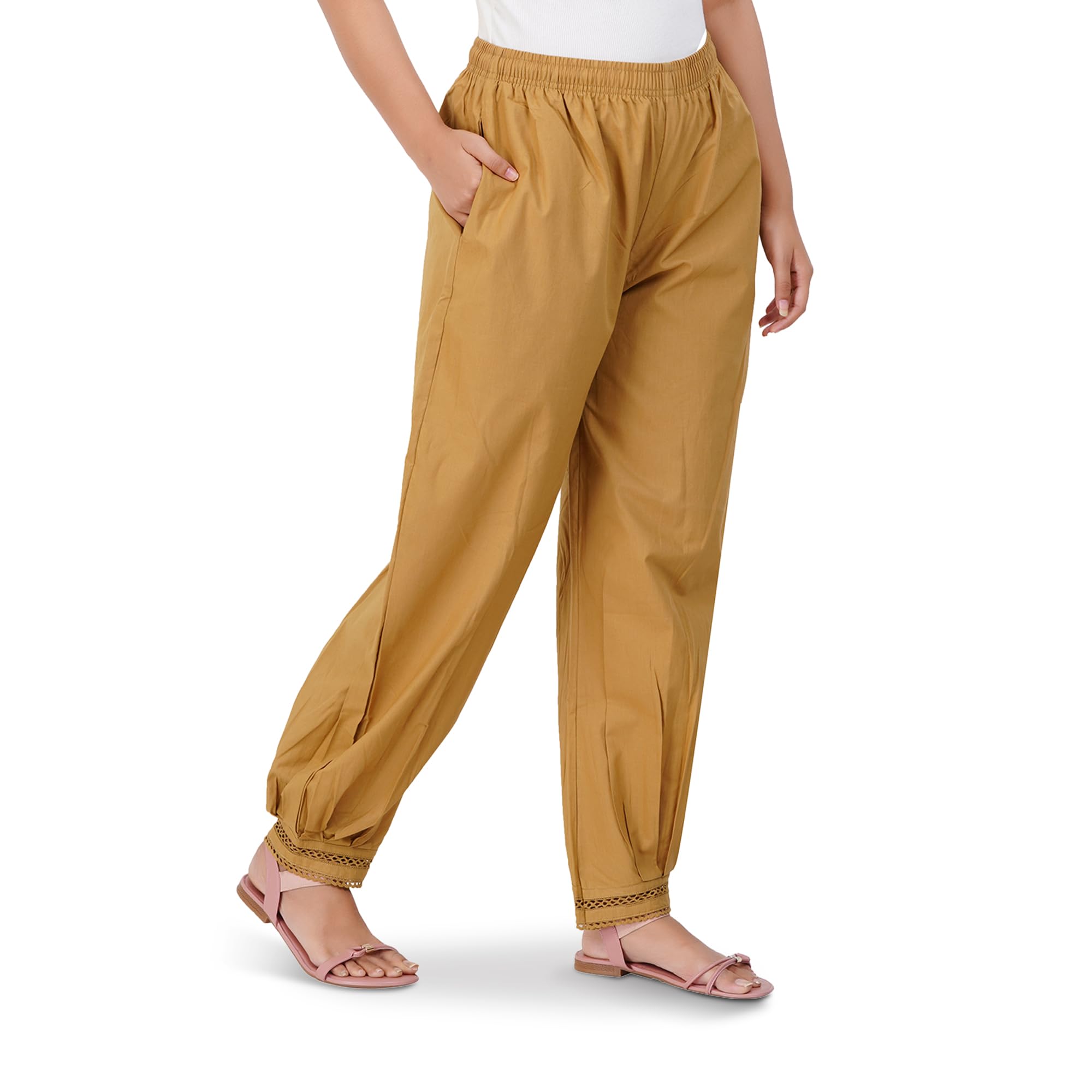 happy bunny Women’s Cotton Afghani Salwar with Lace Embroidery Detailing – Elastic Waist, Comfortable Loose Fit Bottoms for Casual, Ethnic-picture-48