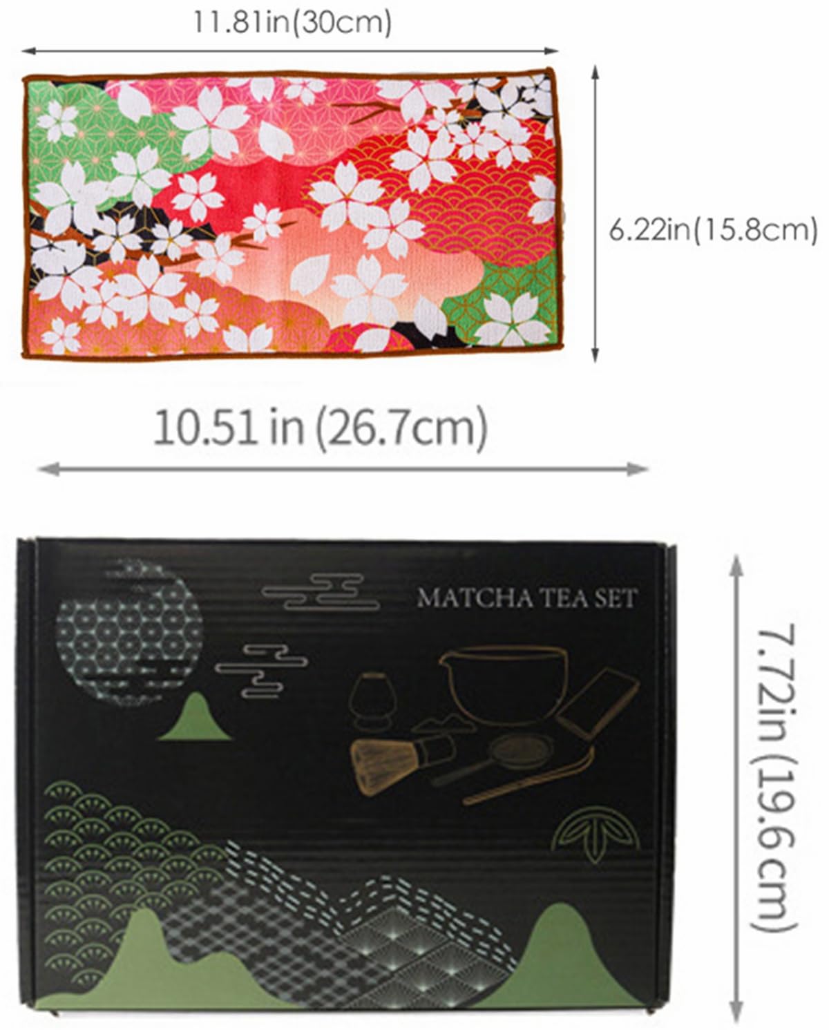 Juego de 8 batidores de matcha con caja de regalo negra, juego de kit de ceremonia de té tradicional japonés, juego de cuencos de cerámica esmaltada brillante para los amantes del té verde