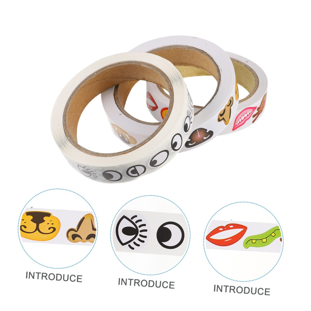 TOYANDONA Eye Nose Mouth Cartoon Stickers for Kids DIY Art Craft Self Adhesive Black and White Eye Stickers 3 Rolls 4.0 X 4.0 Inches - Image 4