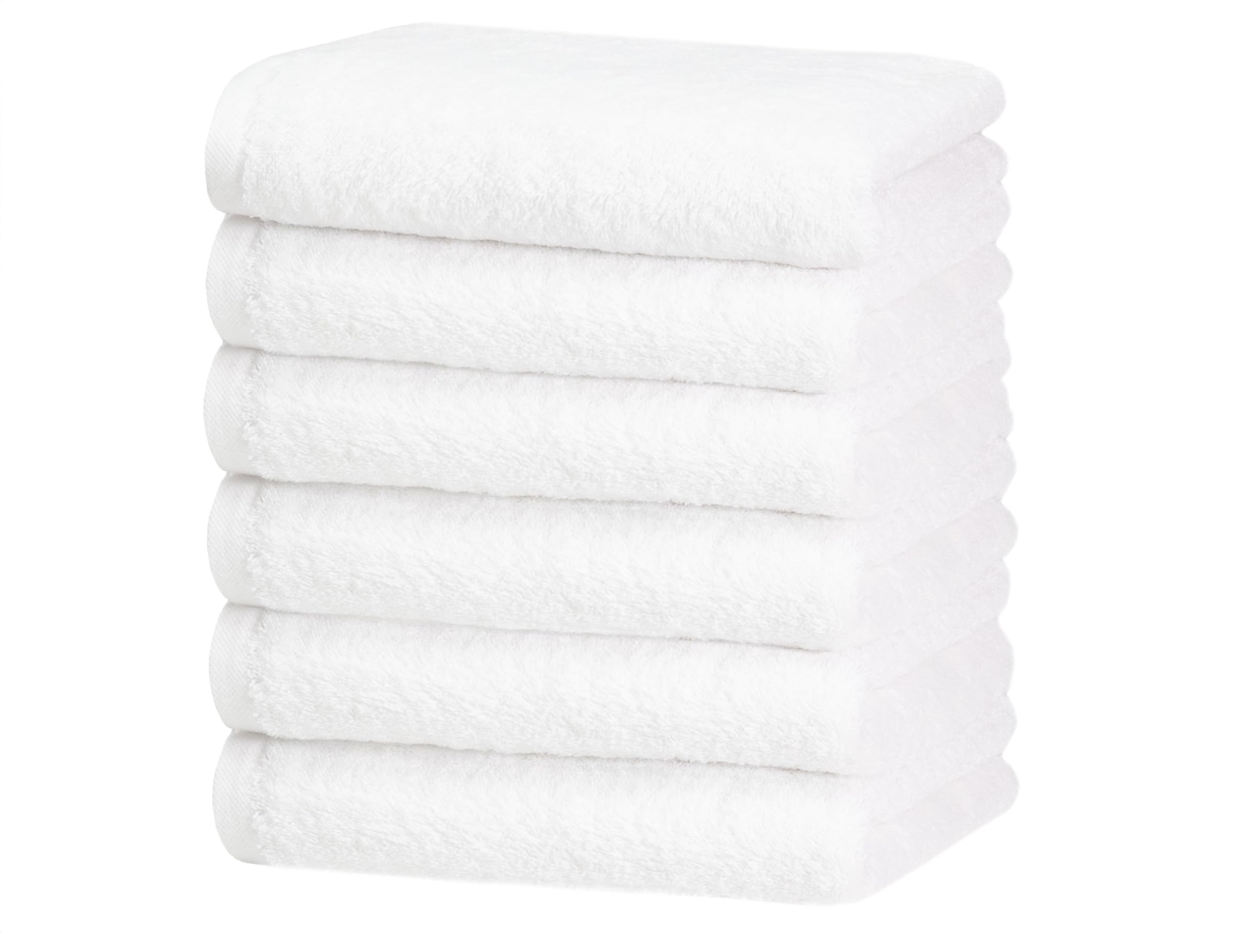 ZOLLNER Juego de 6 Toallas de baño Premium de 50x70 cm: Extremadamente absorbentes y Suaves en Color Blanco, Lavables hasta 95 °C, de algodón, certificación Oeko Tex®