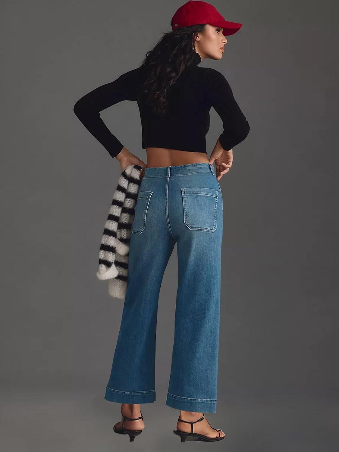 KUNMI Women's Wide Leg High Waisted Stretchy Straight Leg Jeans Baggy Loose Trendy Ankle Denim Pants - Image 4