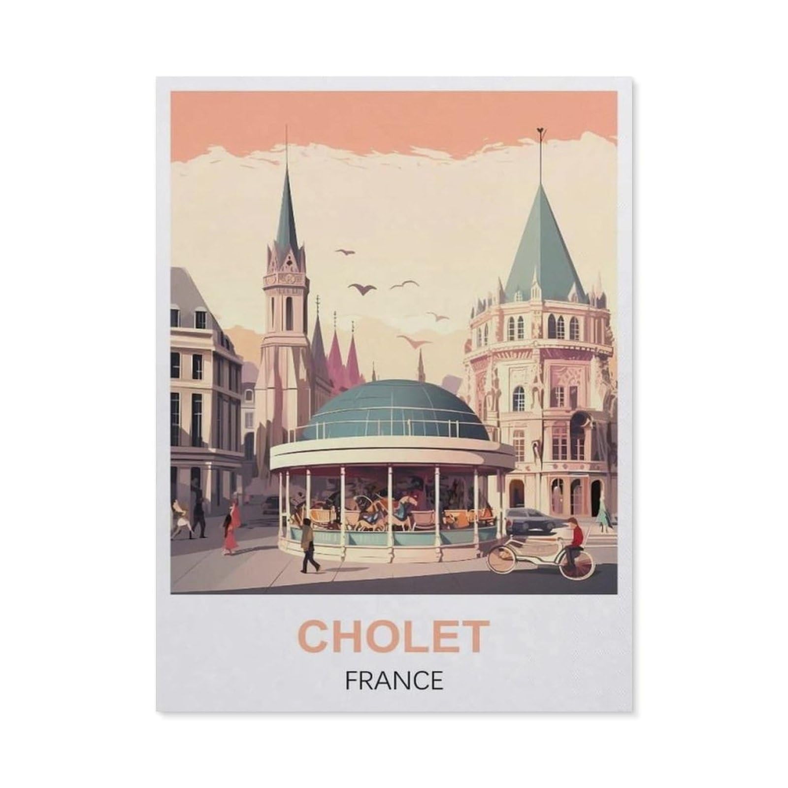 Vintage Art Metal Signs Funny Sign，Cholet France(30x40cm）