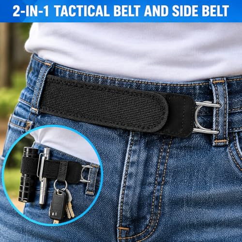 Image of Buckle-Free Elastic Waistband Belt Set of 2, Adjustable Metal Hook Stretch Straps, Invisible Belt Alternative for Jeans, Pants and Work Trousers for Men and Women