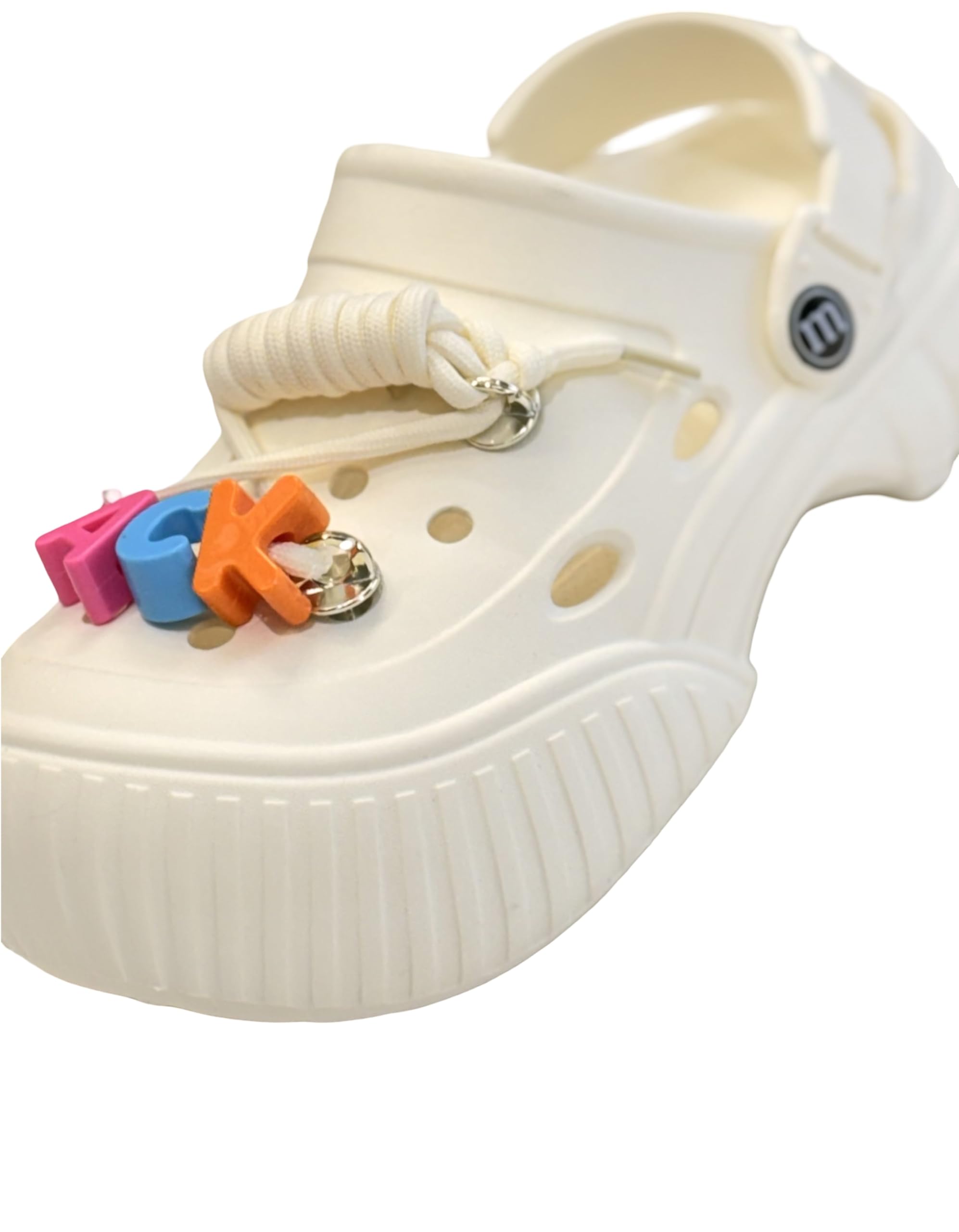 White Clogs with Colorful Letter Charms |Lightweight Slip-On Shoes for Girls|Breathable & Lightweight | Soft Comfortable Footbed | Stylish Everyday Play Footwear for Girls-image-1