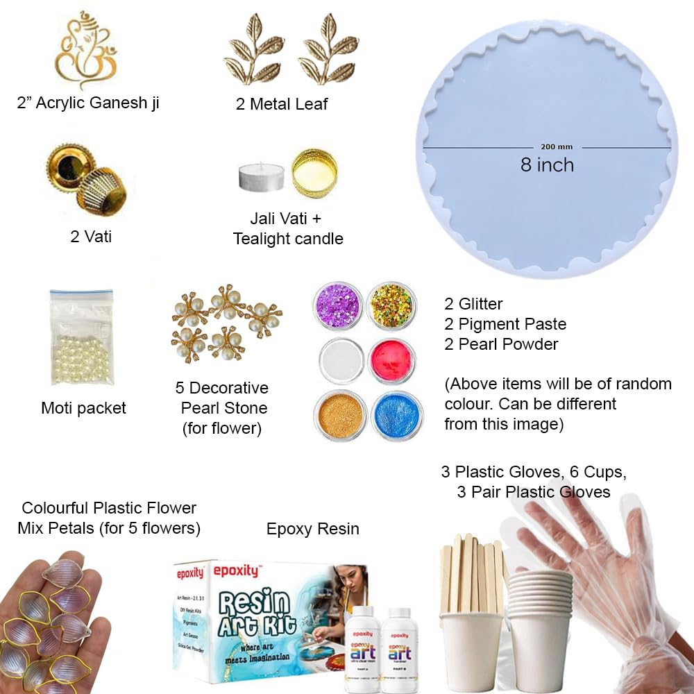 Epoxity Resin Rakhi DIY Kit Includes 2:1 Epoxy Resin, Mold, Threads, Packing Materials with Glitter, Pigments and More (Resin Art Kit, DIY Rakhi Kit) (Rakhi Kit) 3