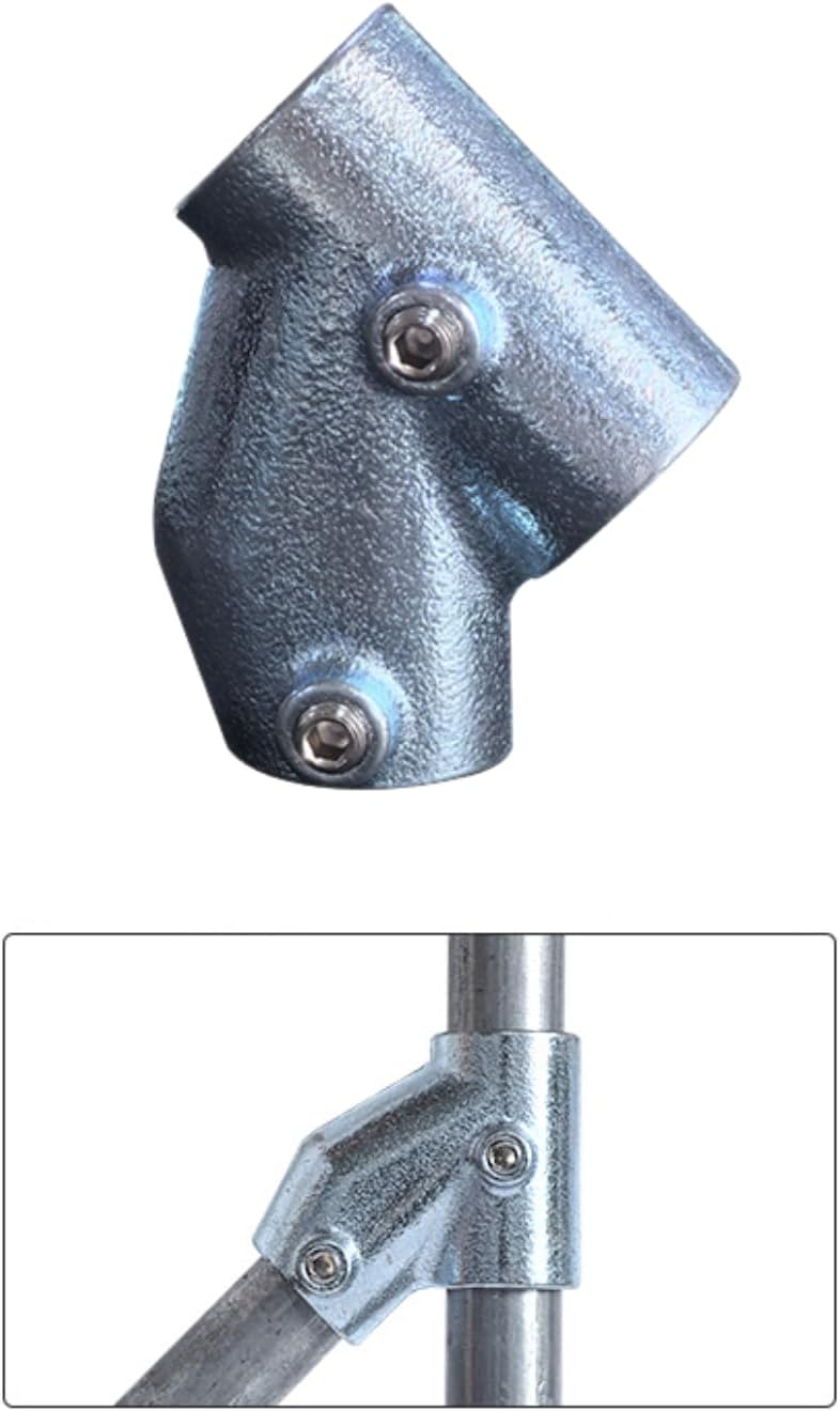 2 Pcs Galvanized Pipe Fittings, 45 Degree Joint Structural Pipe Fit for 1 Inch(25.4 mm) OD Steel Pipe, Cast Iron