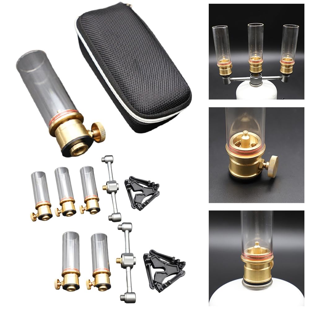 Lanterne à gaz portable pour camping en verre cuivre avec boîte de rangement pour activités de randonnée (lampe à gaz)