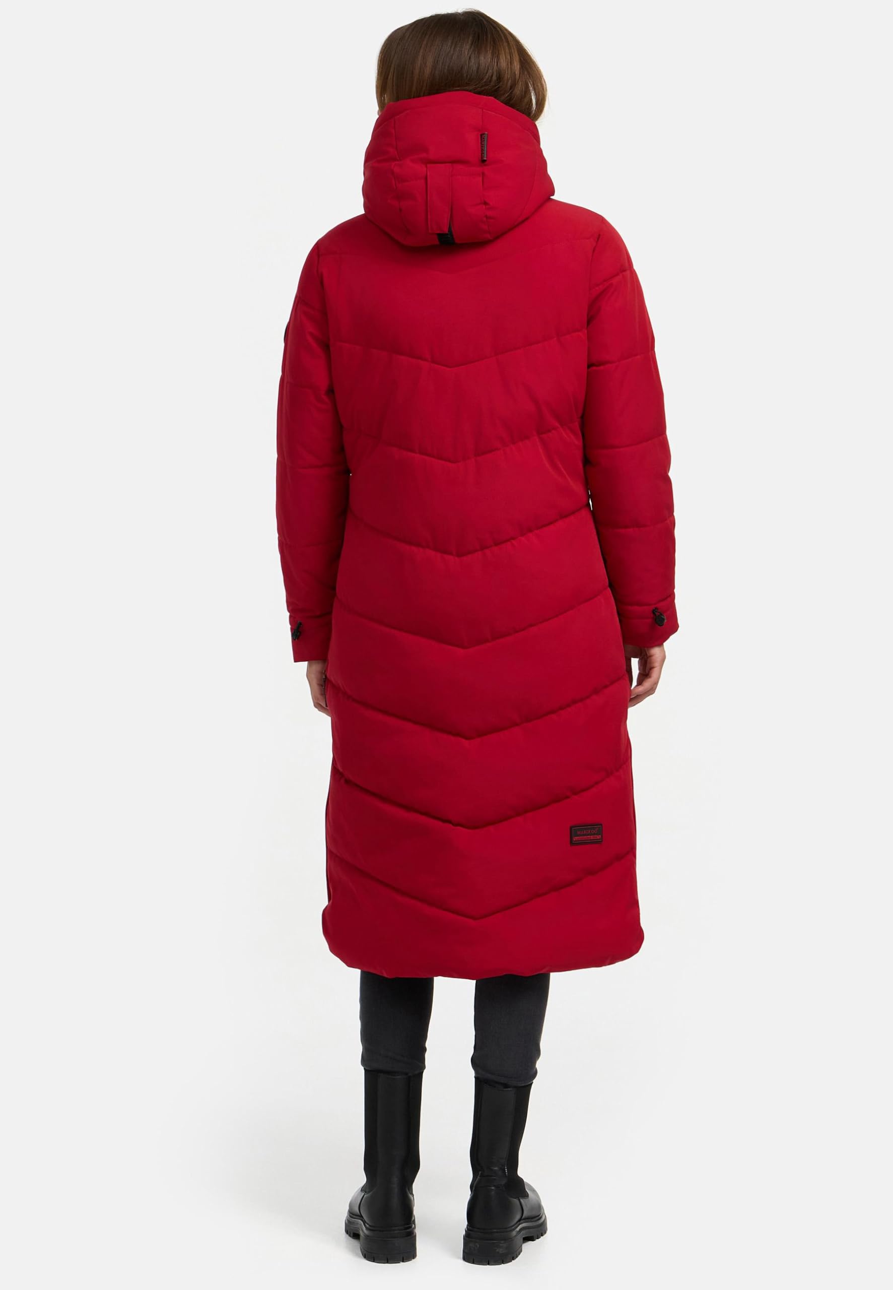 MARIKOO Damen langer Wintermantel Steppmantel mit Schlüsselanhänger Benikoo XS-5XL