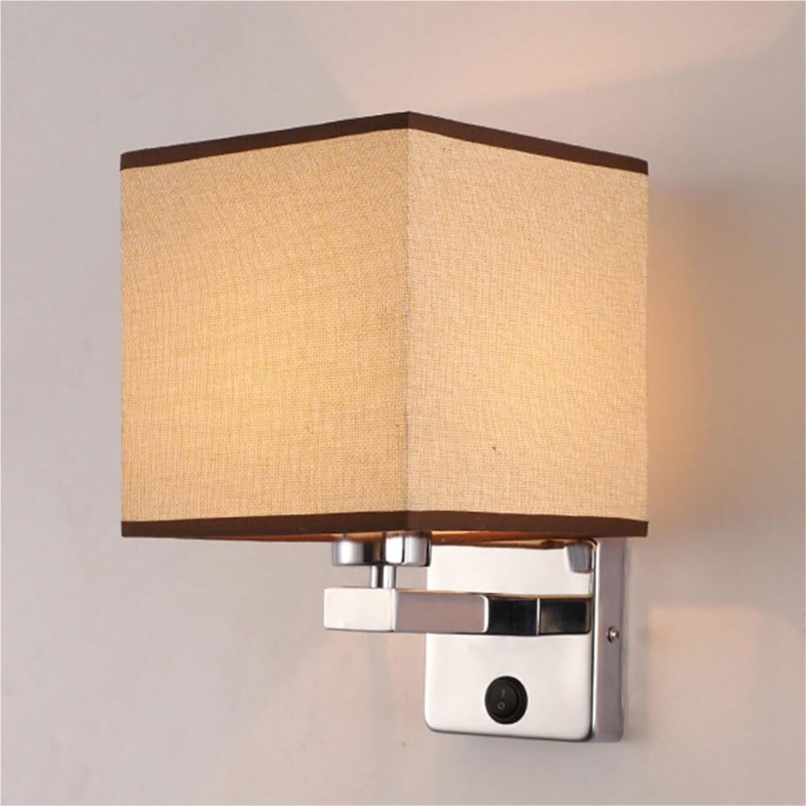 HUAYUSEDF Rustic Fabric Wall Sconces Chrome Metal Sconce Fixtures with Linen Shade Bathroom Vanity Lamps for Hallway Bedroom Living Room Stairway(C,Without Switch)(Blue,with Switch)